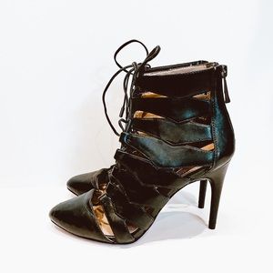BCBG Max. Lace up leather booties